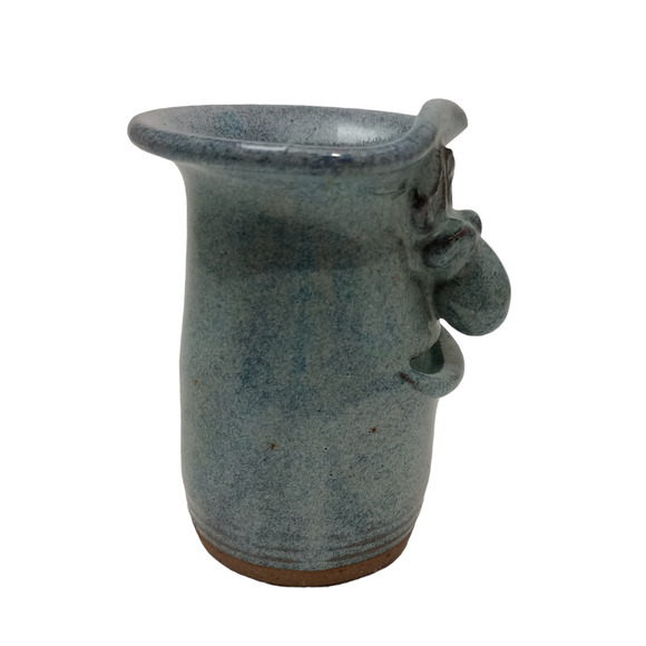 Ugly Face Blue Glazed Stoneware Egg Separator - Picture 3 of 5